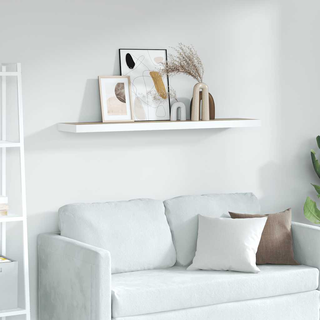 Piekaramais sienas plaukts, ozola/balts, 80x23,5x3,8cm, MDF