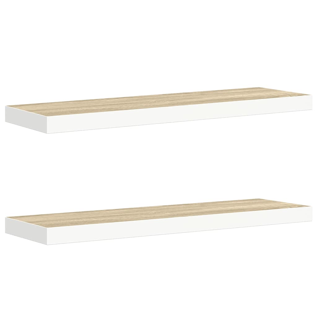Pakabinamos lentynos, 2vnt., ąžuolo/baltos, 80x23,5x3,8cm, MDF