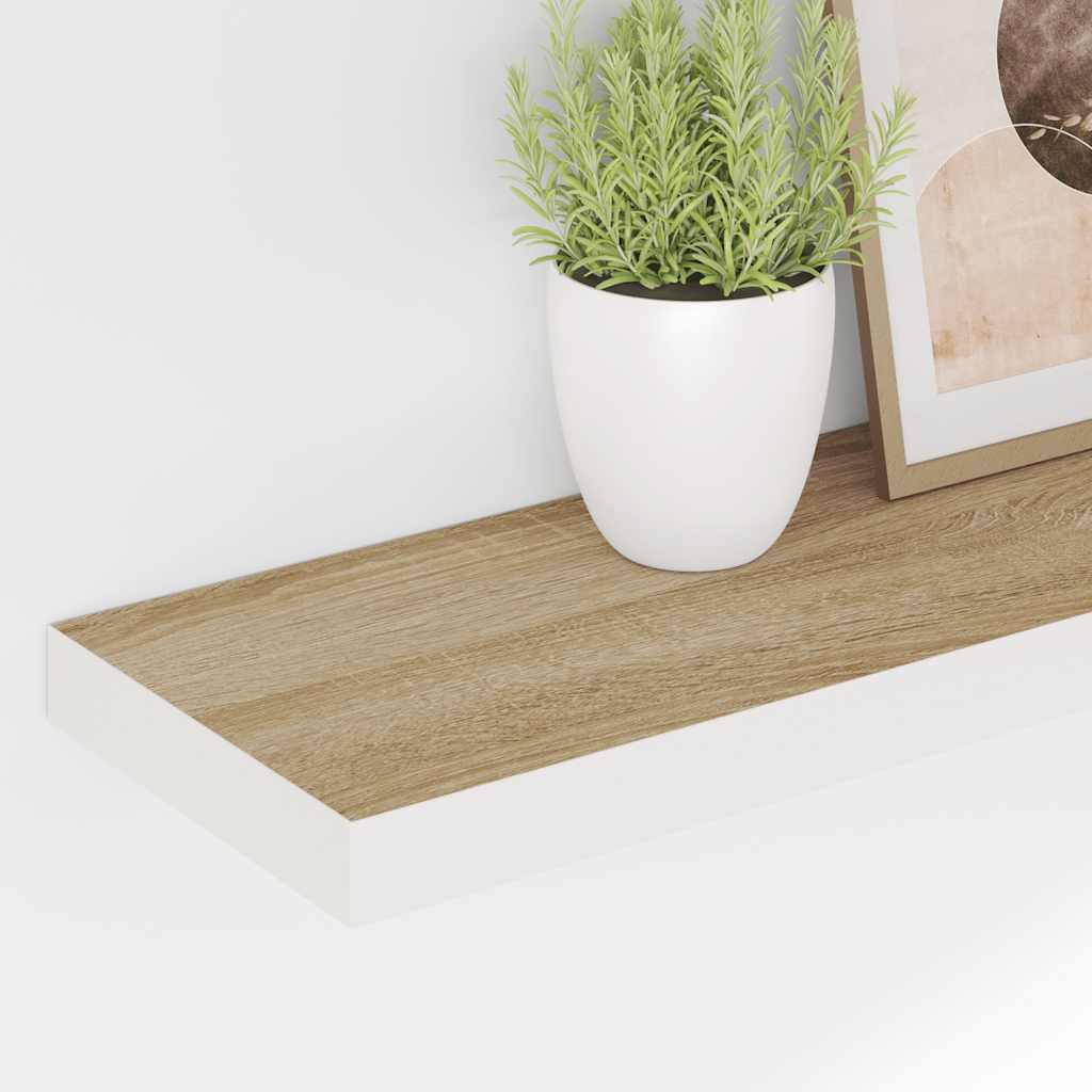 Piekaramie plaukti, 2 gab., ozolkoka/balti, 80x23,5x3,8cm, MDF