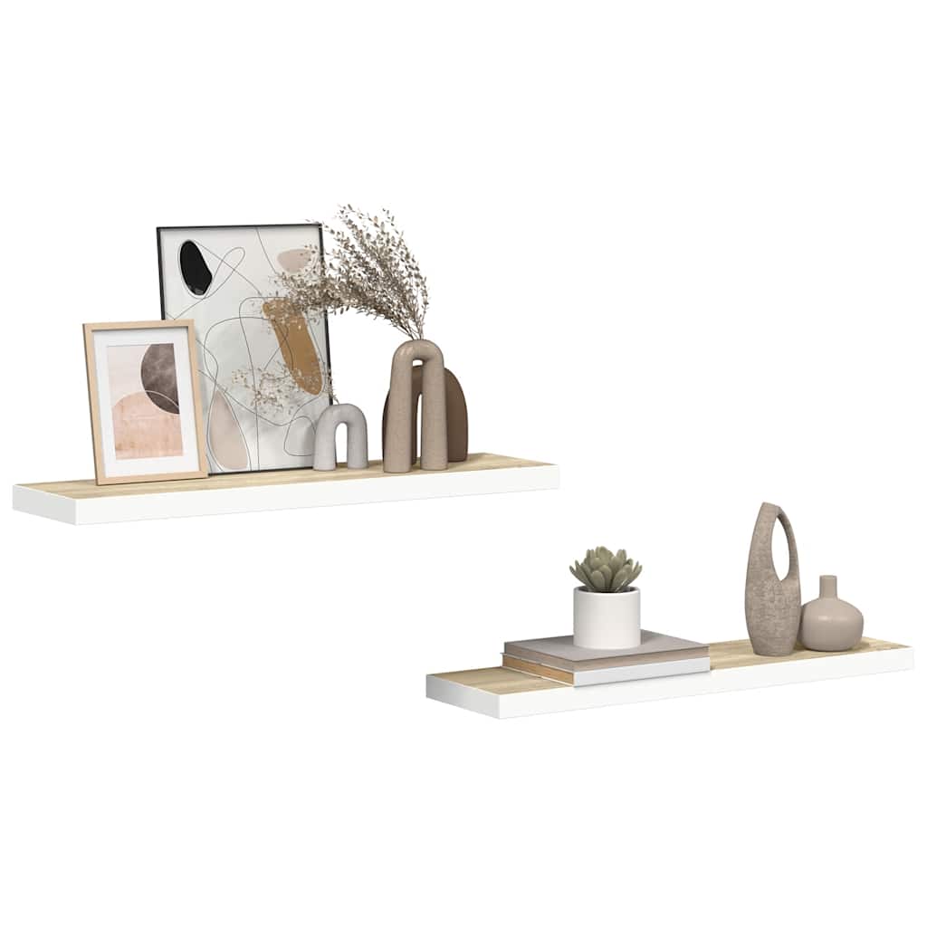 Piekaramie plaukti, 2 gab., ozolkoka/balti, 80x23,5x3,8cm, MDF