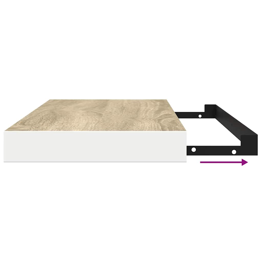 Piekaramie plaukti, 2 gab., ozolkoka/balti, 80x23,5x3,8cm, MDF