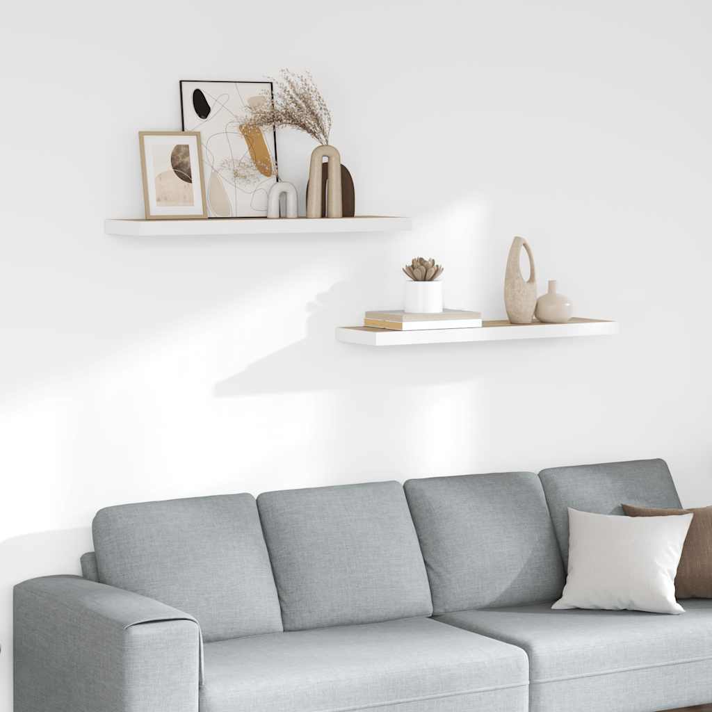 Piekaramie plaukti, 2 gab., ozolkoka/balti, 80x23,5x3,8cm, MDF