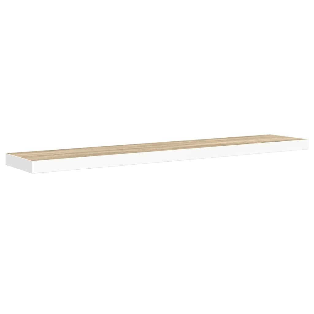 Wall shelves, 4 pcs, oak/white, 120x23.5x3.8cm, MDF