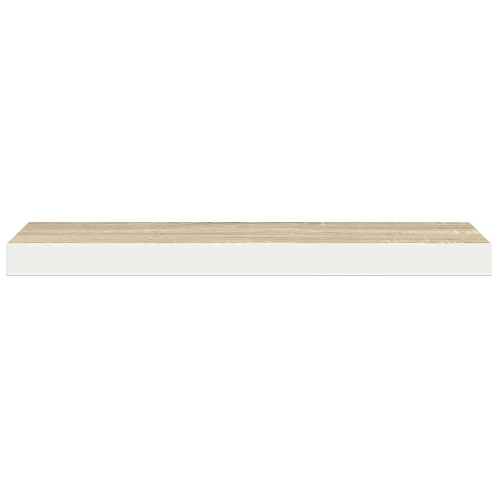 Wall shelves, 4 pcs, oak/white, 120x23.5x3.8cm, MDF