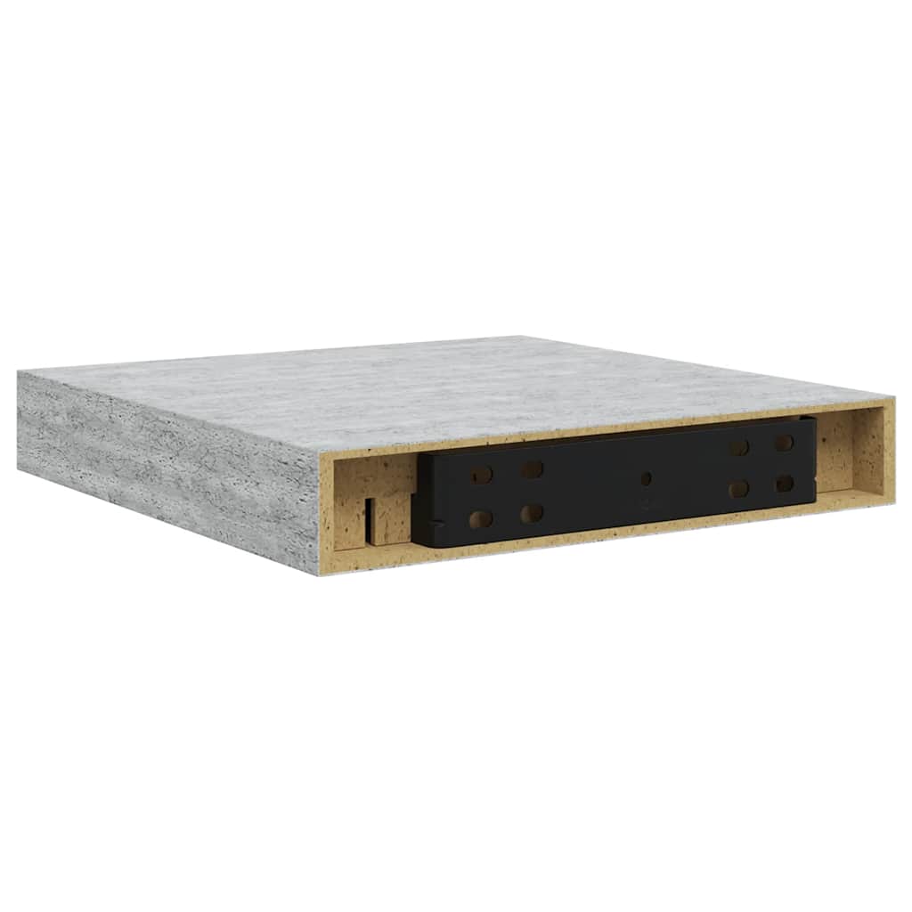 Pakabinamos lentynos, 2vnt., betono pilkos, 23x23,5x3,8cm, MDF
