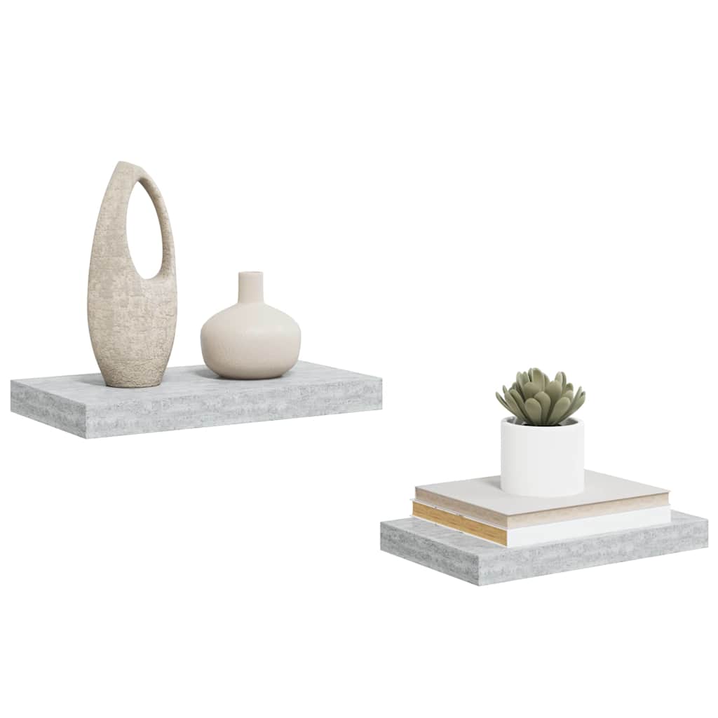 Piekaramie sienas plaukti, 2 gab., pelēki, 40x23x3,8 cm, MDF