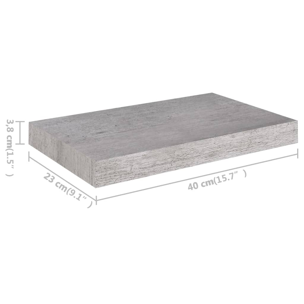 Piekaramie sienas plaukti, 2 gab., pelēki, 40x23x3,8 cm, MDF