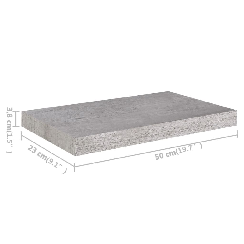 Wall shelf, concrete effect, 50x23x3.8cm, MDF