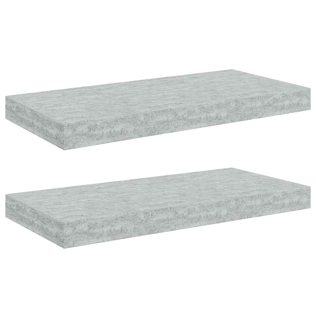 Pakabinamos sieninės lentynos, 2vnt., pilkos, 50x23x3,8cm, MDF