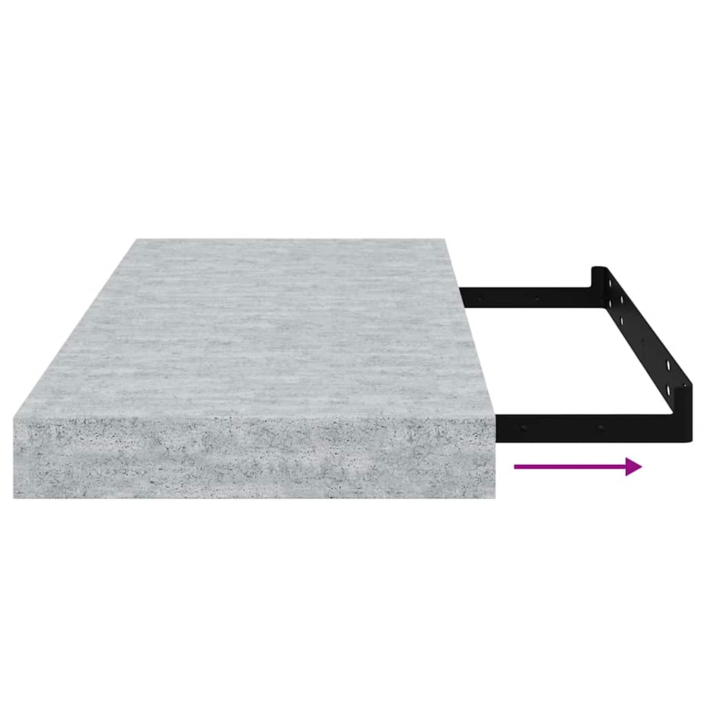 Piekaramie sienas plaukti, 2 gab., pelēki, 50x23x3,8 cm, MDF