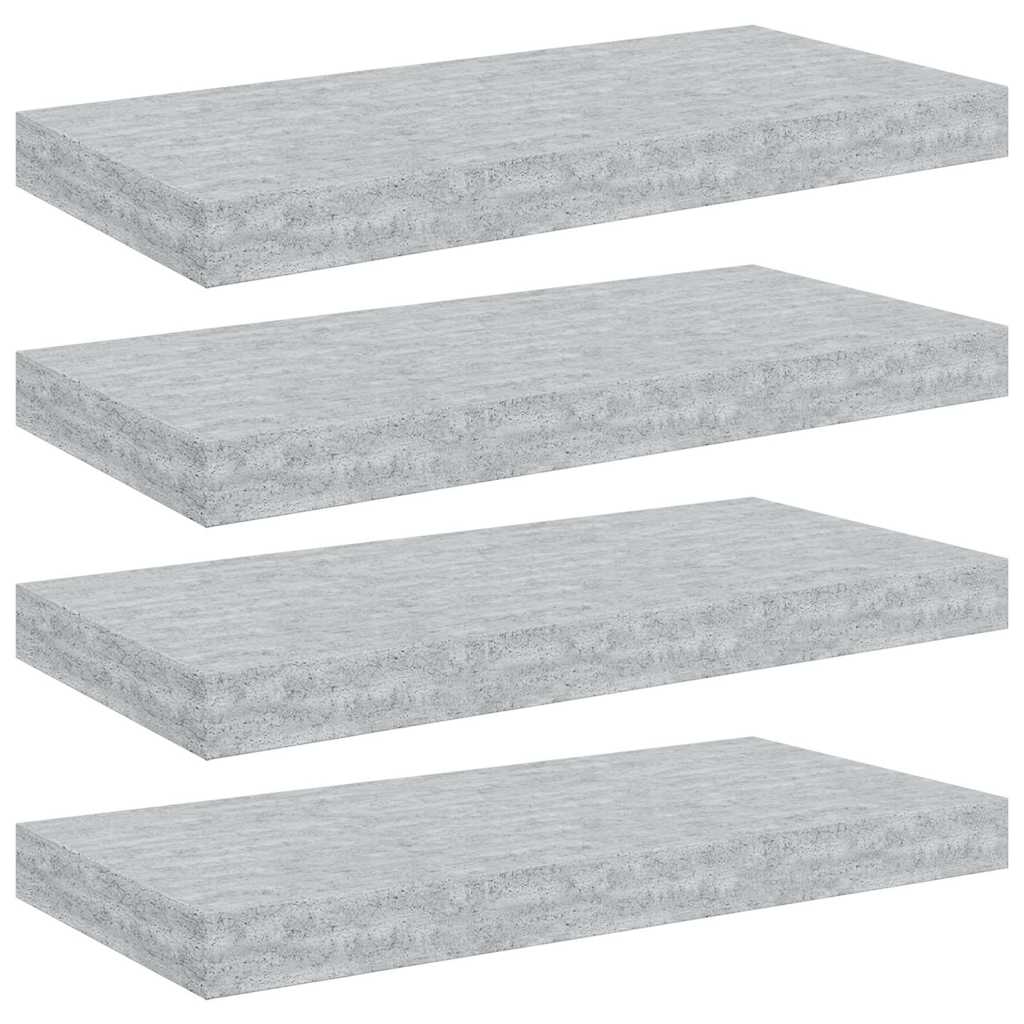 Piekaramie sienas plaukti, 4 gab., pelēki, 50x23x3,8cm, MDF