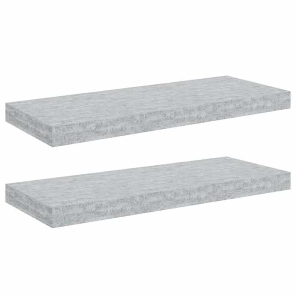 Pakabinamos lentynos, 2vnt., betono pilkos, 60x23,5x3,8cm, MDF