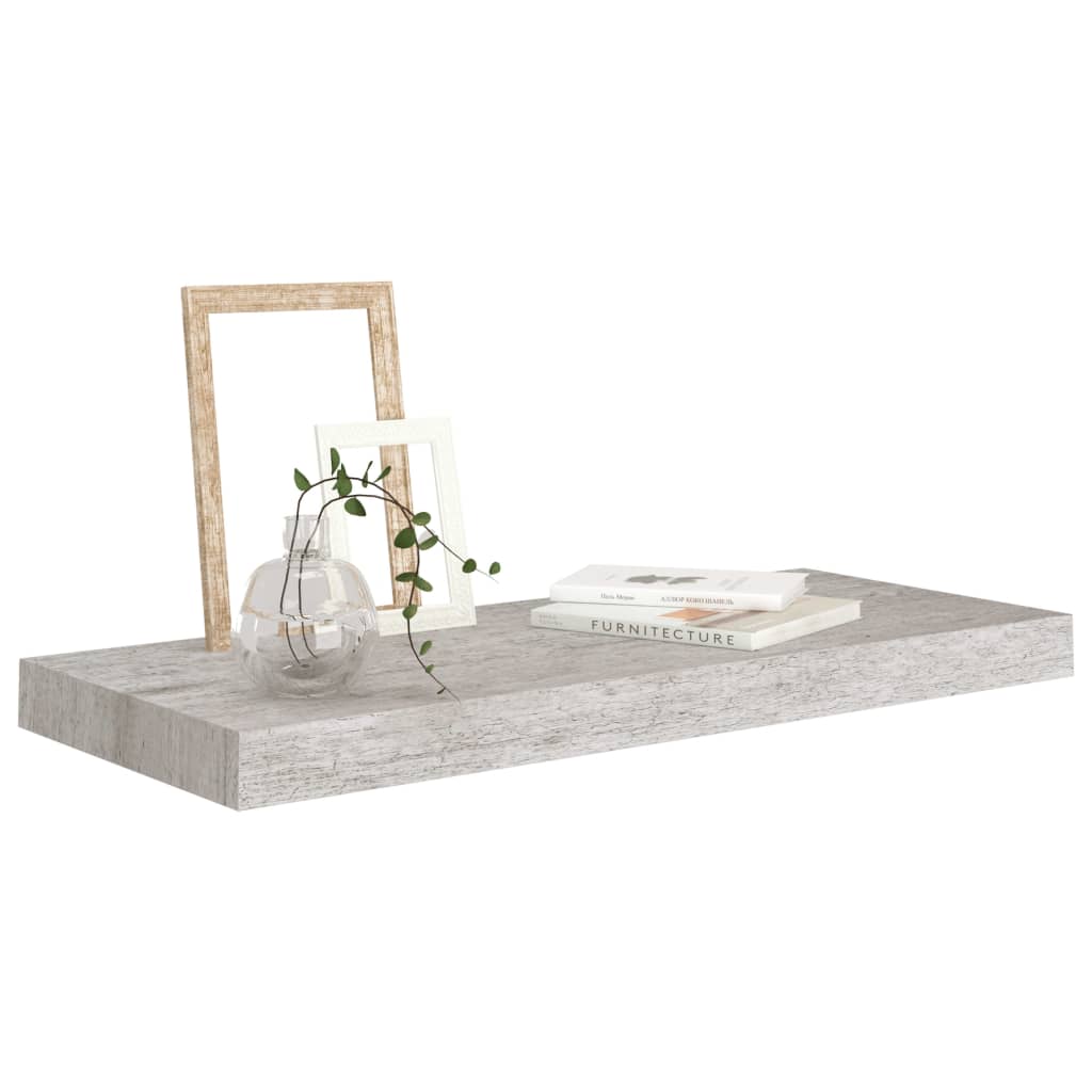 Pakabinamos lentynos, 4vnt., betono pilkos, 60x23,5x3,8cm, MDF
