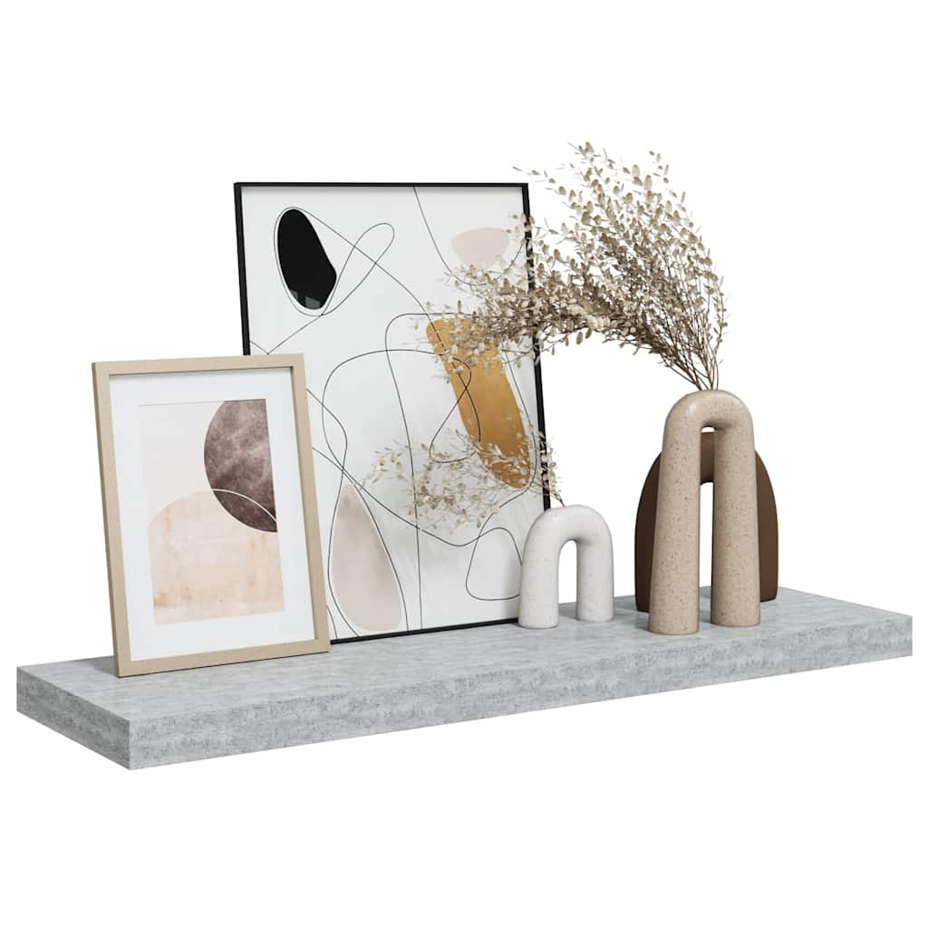 Pakabinama sieninė lentyna, betono pilka, 80x23,5x3,8cm, MDF