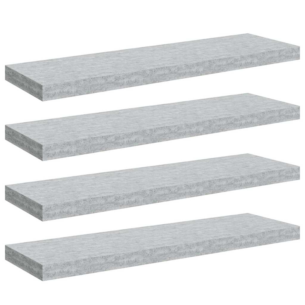 Pakabinamos lentynos, 4vnt., betono pilkos, 80x23,5x3,8cm, MDF