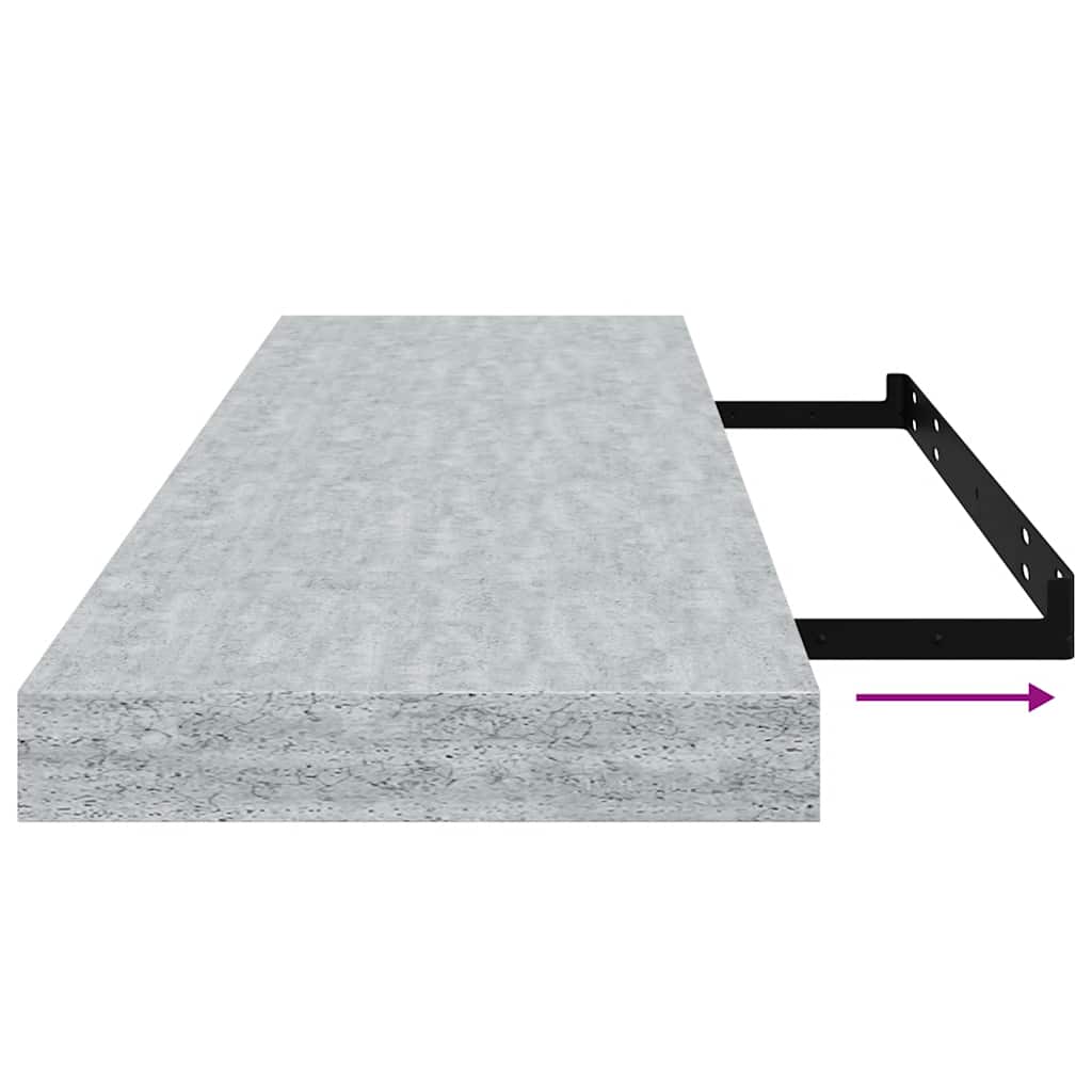 Wall shelves, 4 pcs, concrete grey, 80x23.5x3.8cm, MDF