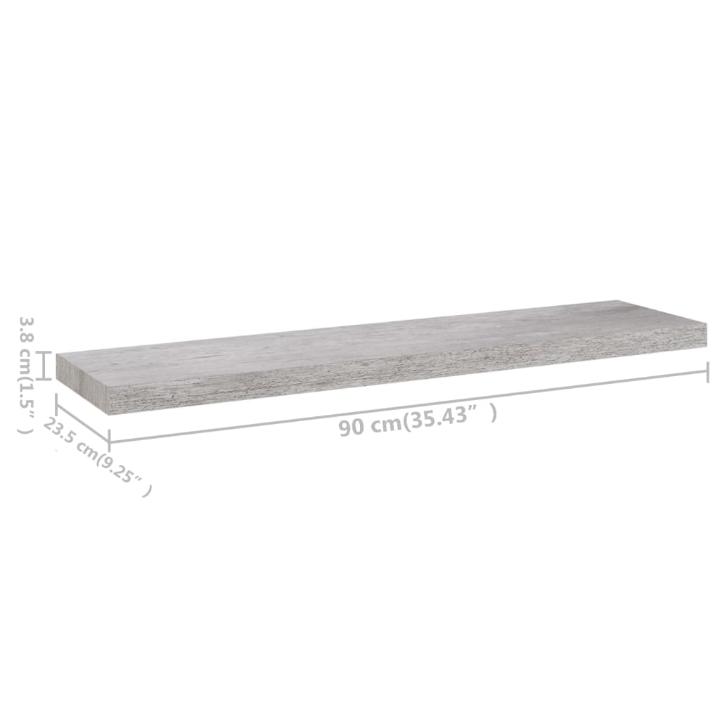 Wall shelf, concrete effect, 90x23.5x3.8cm, MDF