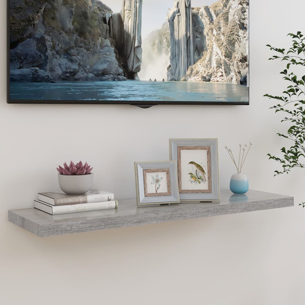 Wall shelf, concrete effect, 90x23.5x3.8cm, MDF
