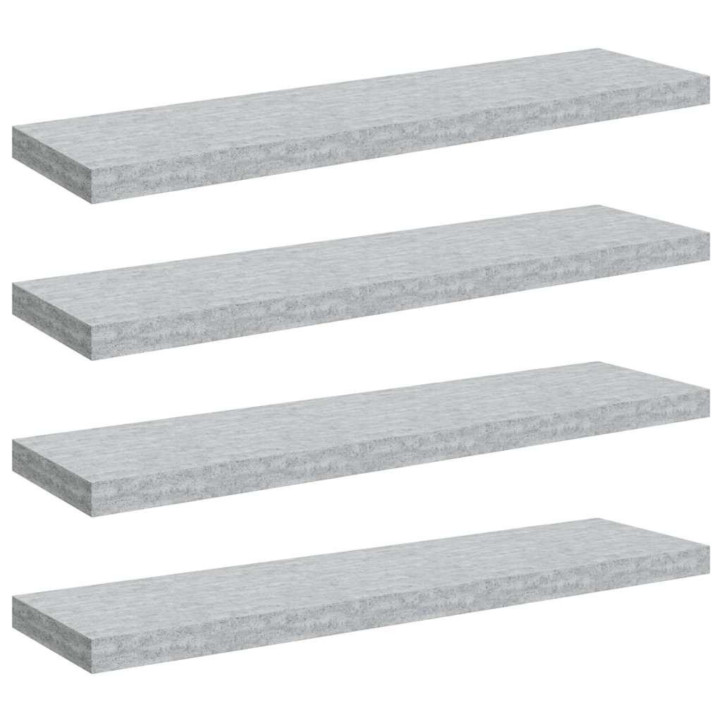 Pakabinamos lentynos, 4vnt., betono pilkos, 90x23,5x3,8cm, MDF