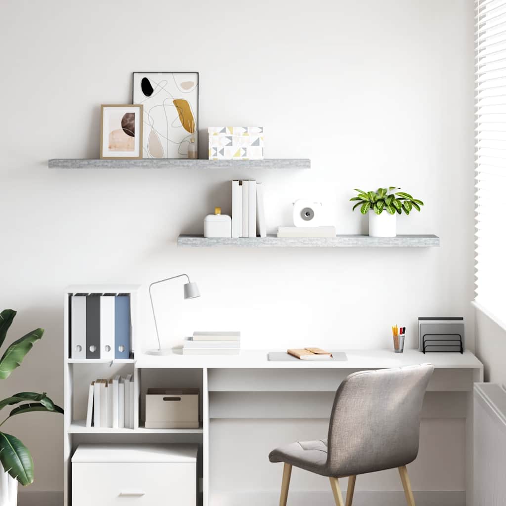 Wall shelves, 2 pcs, grey, 120x23.5x3.8cm, MDF