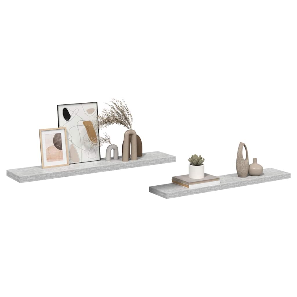 Wall shelves, 2 pcs, grey, 120x23.5x3.8cm, MDF