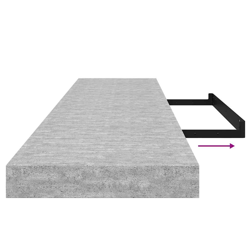 Wall shelves, 2 pcs, grey, 120x23.5x3.8cm, MDF
