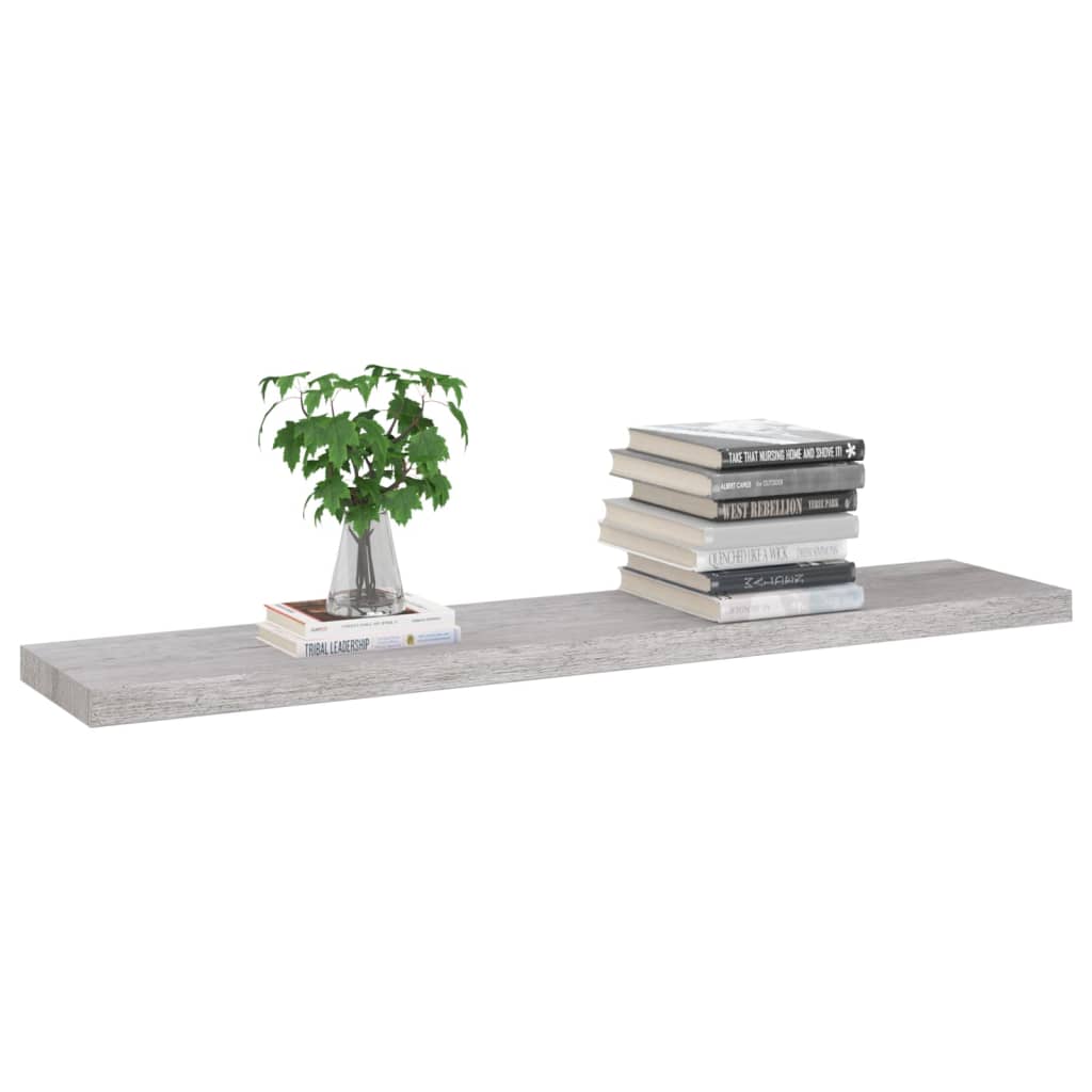 Wall shelves, 4 pcs., grey, 120x23.5x3.8cm, MDF