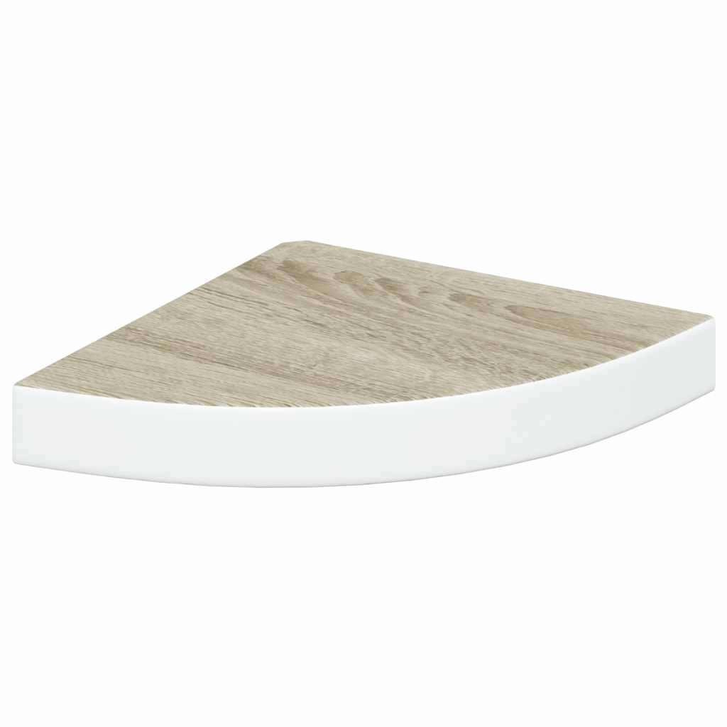 Sieninės lentynos, 4vnt., baltos/ąžuolo, 25x25x3,8cm, MDF