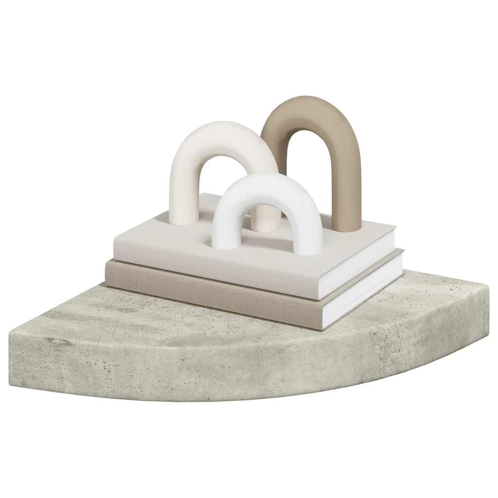 Sienas stūra plaukti, 2 gab., pelēki, 25x25x3,8cm, MDF