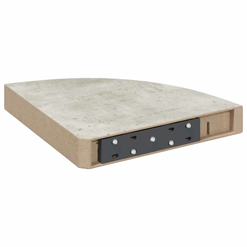 Sieninės kampinės lentynos, 4vnt., pilkos, 25x25x3,8cm, MDF