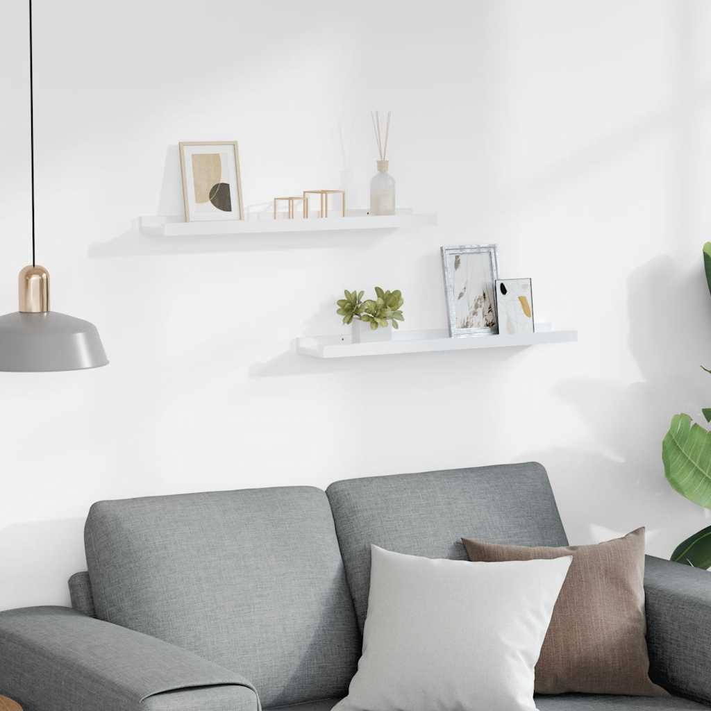 Wall shelves, 2 pcs., white, 60x9x3cm, glossy