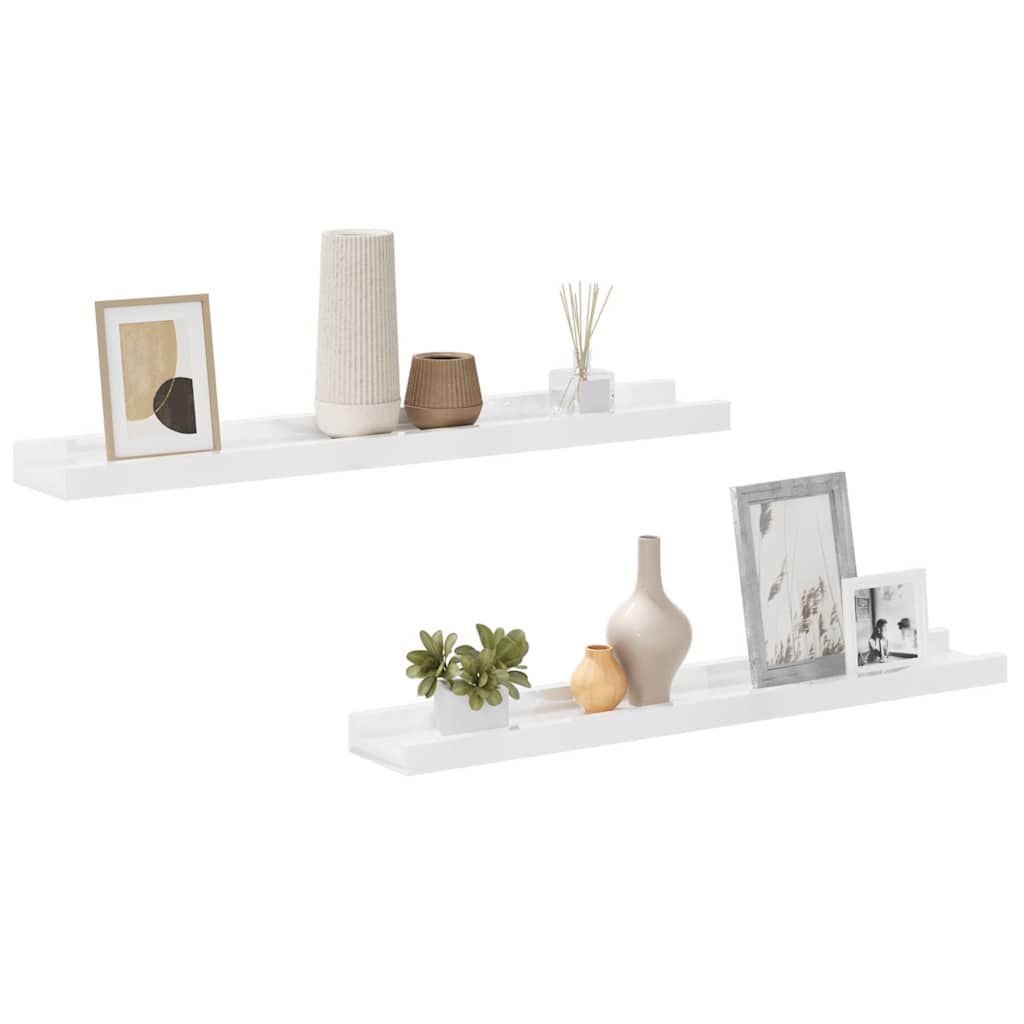 Wall shelves, 2 pcs., white, 60x9x3cm, glossy