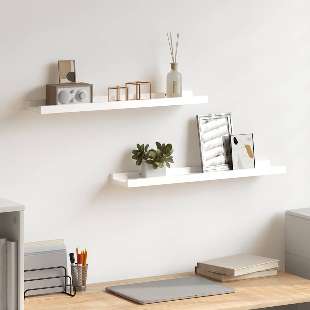 Wall shelves, 2 pcs., white, 60x9x3cm, glossy