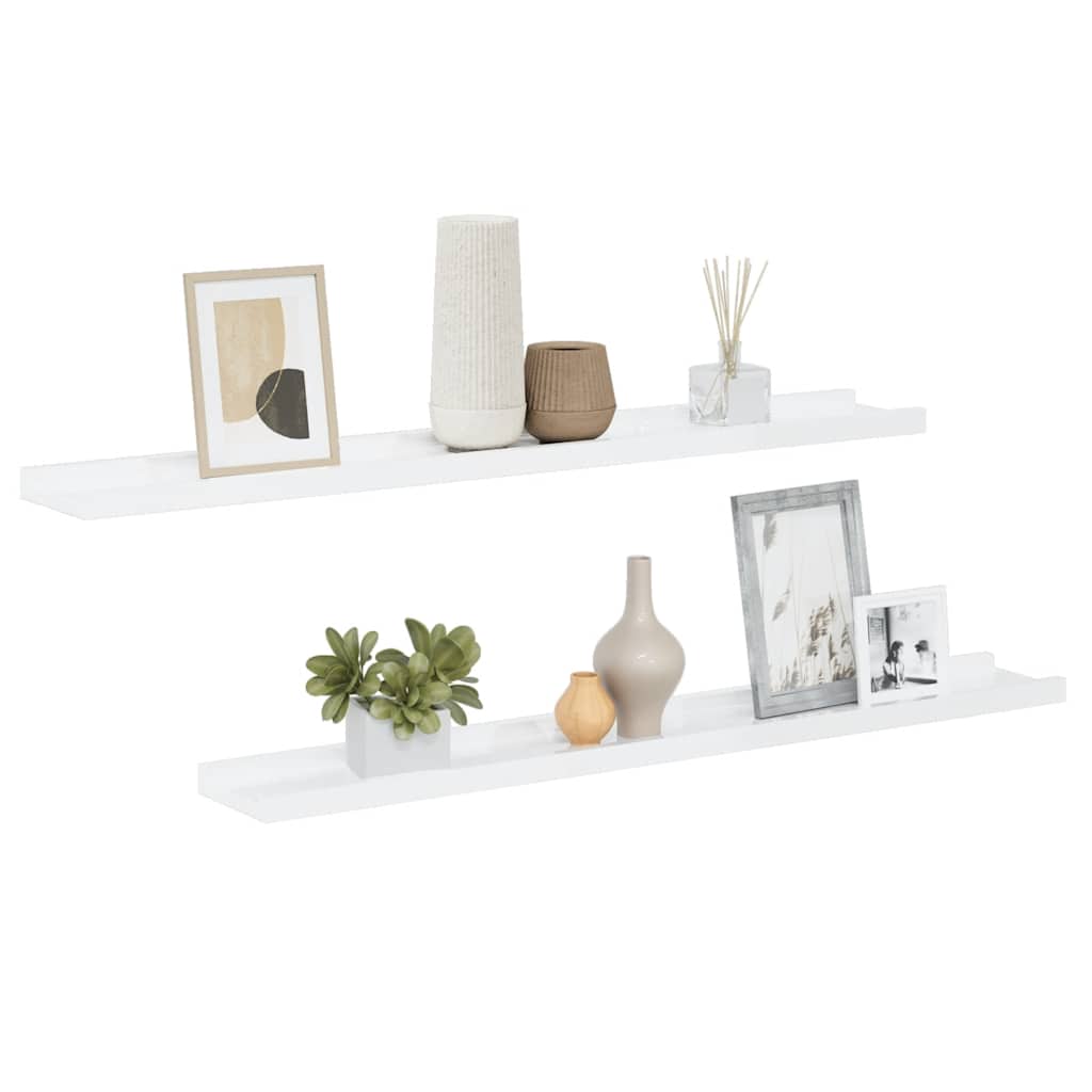 Wall shelves, 2 pcs, white, 80x9x3cm, glossy
