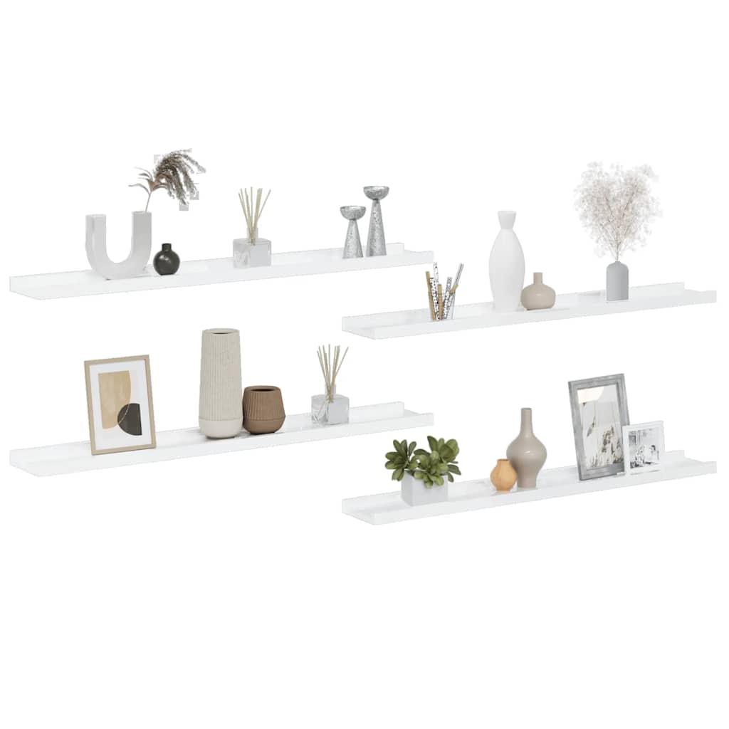 Sienas plaukti, 4 gab., balti, 80x9x3cm, spīdīgi
