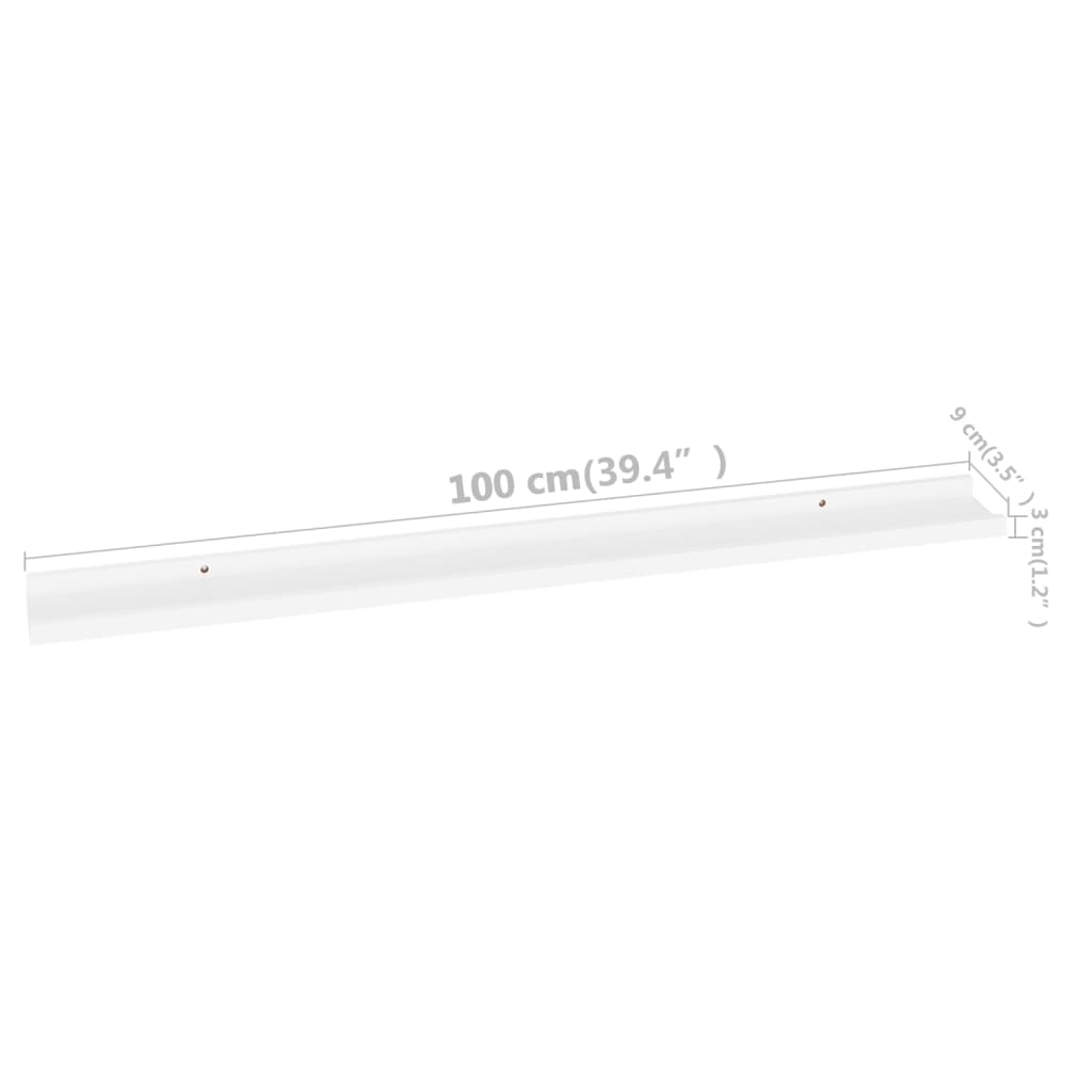 Wall shelves, 4 pcs., white, 100x9x3 cm