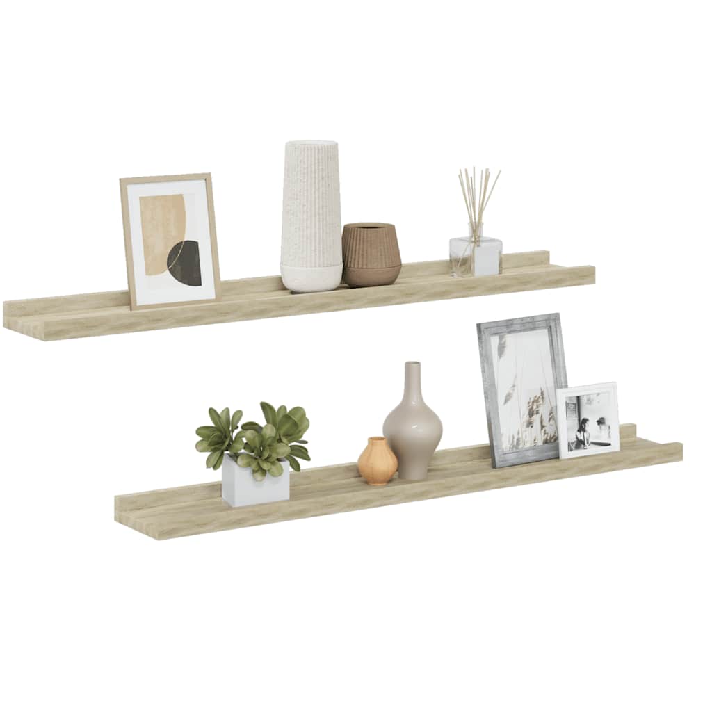 Wall shelves, 2 pcs, sonoma oak, 80x9x3 cm