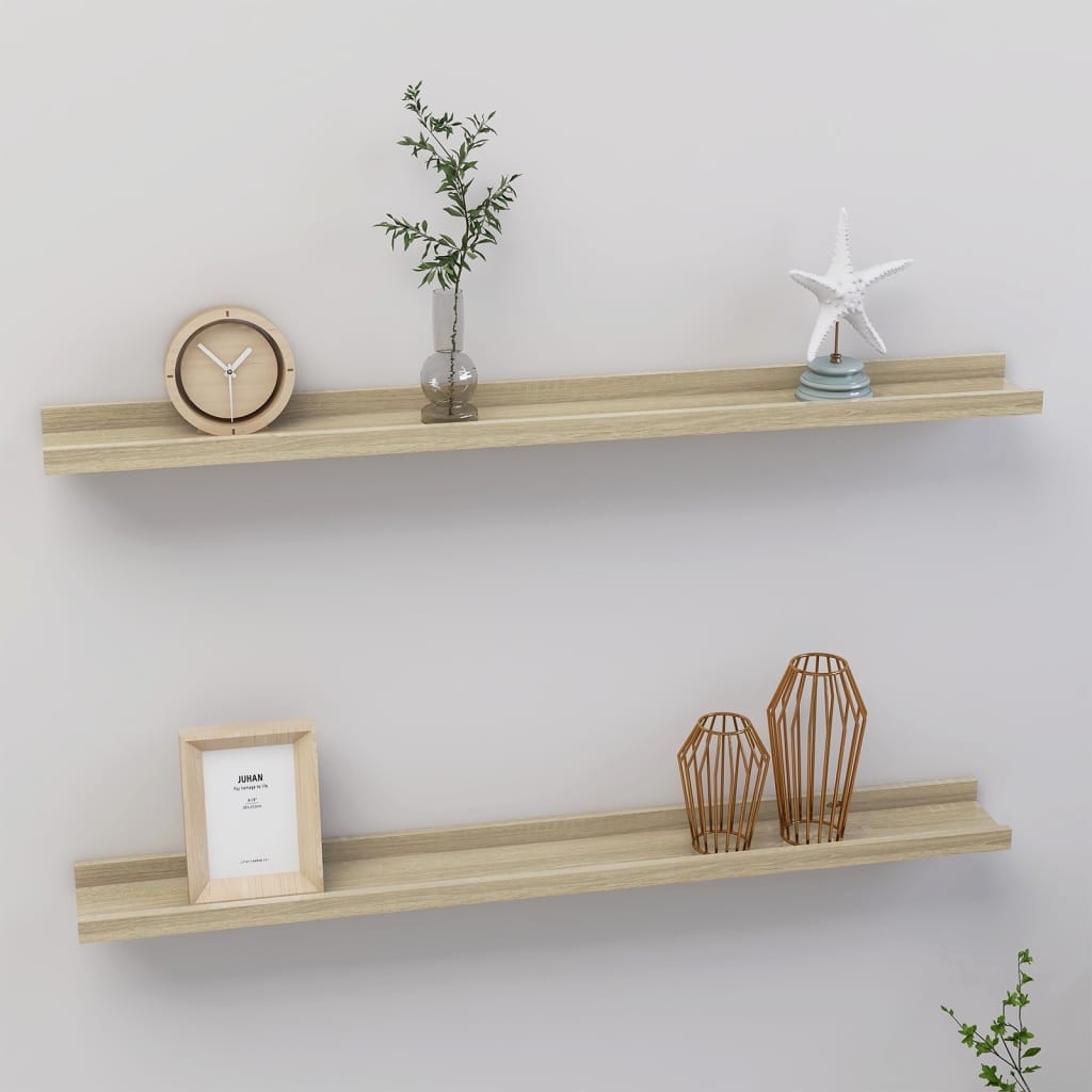 Wall shelves, 2 pcs, sonoma oak, 80x9x3 cm