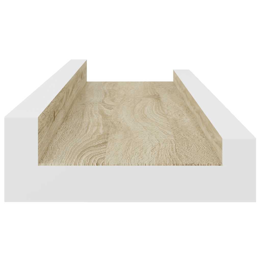 Sienas plaukti, 4 gab., baltā un ozolkoka krāsā, 40x9x3cm