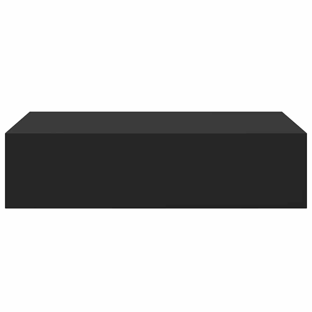 Wall shelf with drawer, black, 40x23.5x10cm, MDF