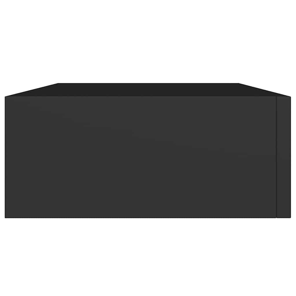 Wall shelf with drawer, black, 40x23.5x10cm, MDF