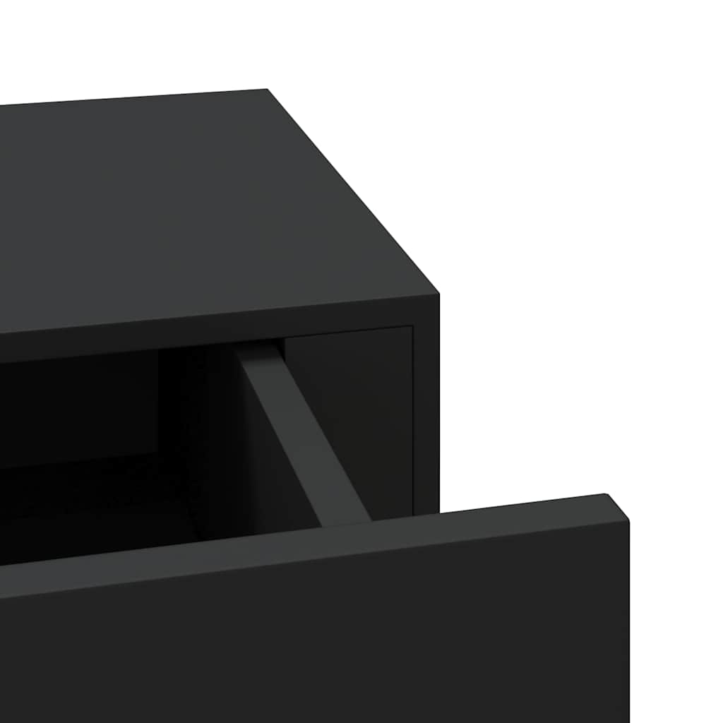 Wall shelf with drawer, black, 40x23.5x10cm, MDF