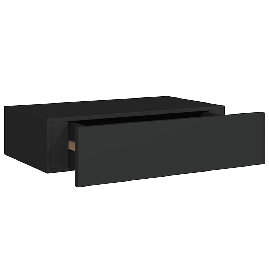 Lentynos su stalčiais, 2vnt., juodos, 40x23,5x10cm, MDF