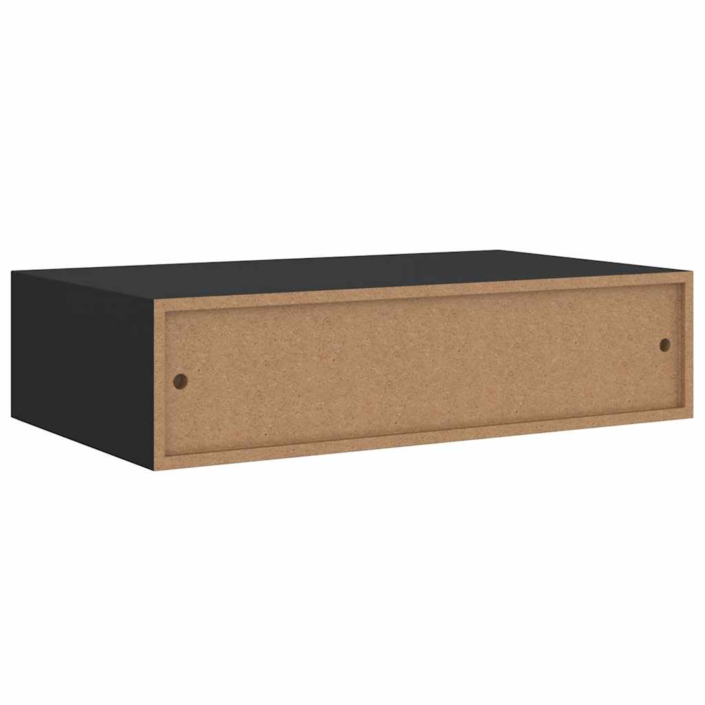 Lentynos su stalčiais, 2vnt., juodos, 40x23,5x10cm, MDF