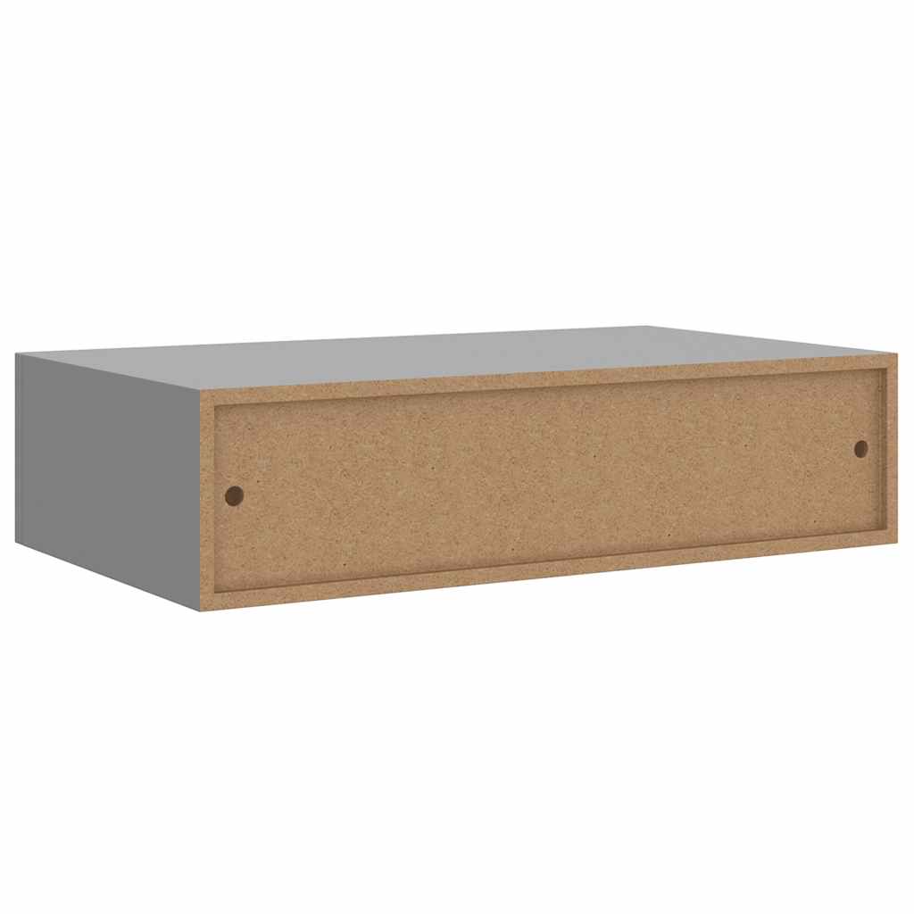 Wall shelf with drawer, gray, 40x23.5x10cm, MDF