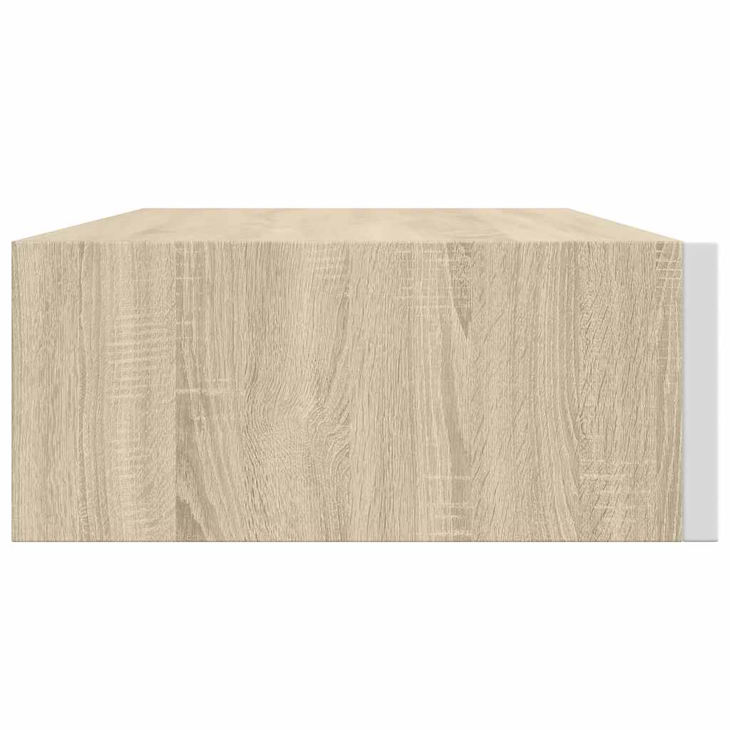 Sienas plaukts ar atvilktni, ozols/balts, 40x23,5x10cm, MDF