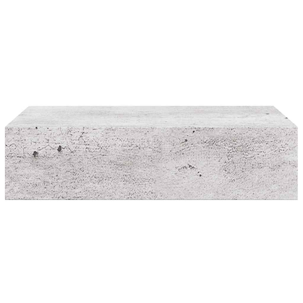 Sieninė lentyna su stalčiumi, betono pilka, 40x23,5x10cm, MDF