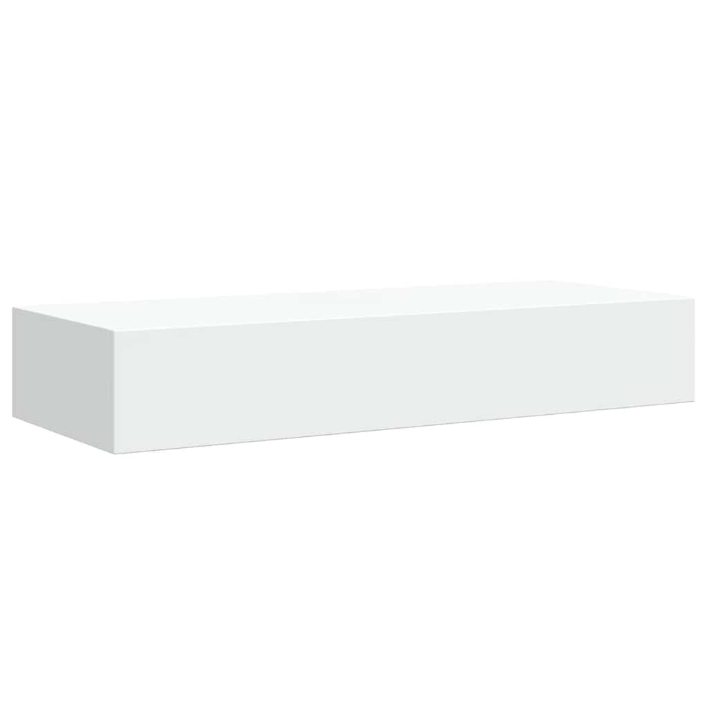 Wall shelf with drawer, white, 60x23.5x10cm, MDF