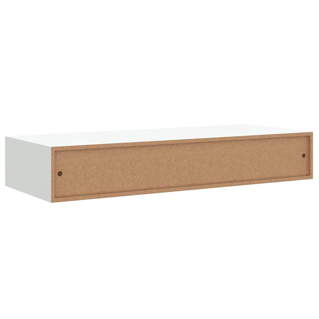 Wall shelf with drawer, white, 60x23.5x10cm, MDF