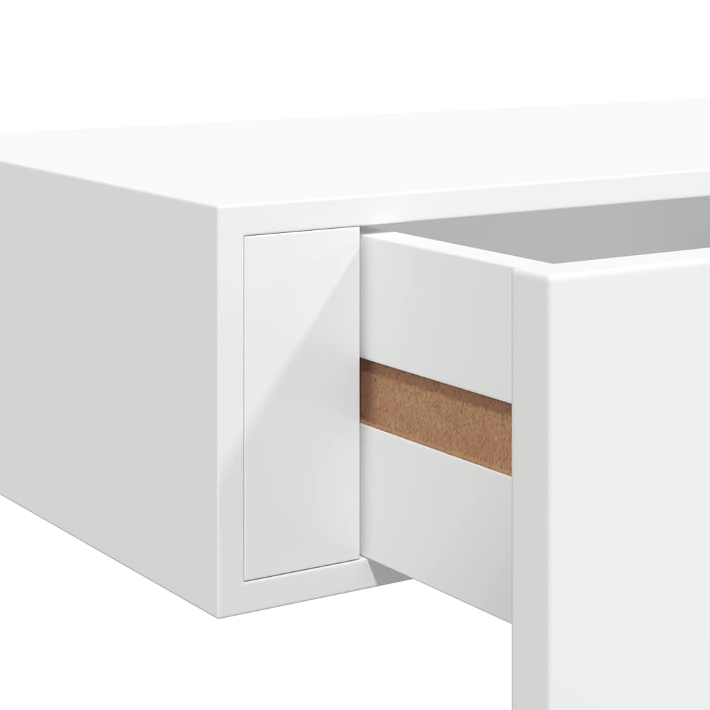 Wall shelf with drawer, white, 60x23.5x10cm, MDF